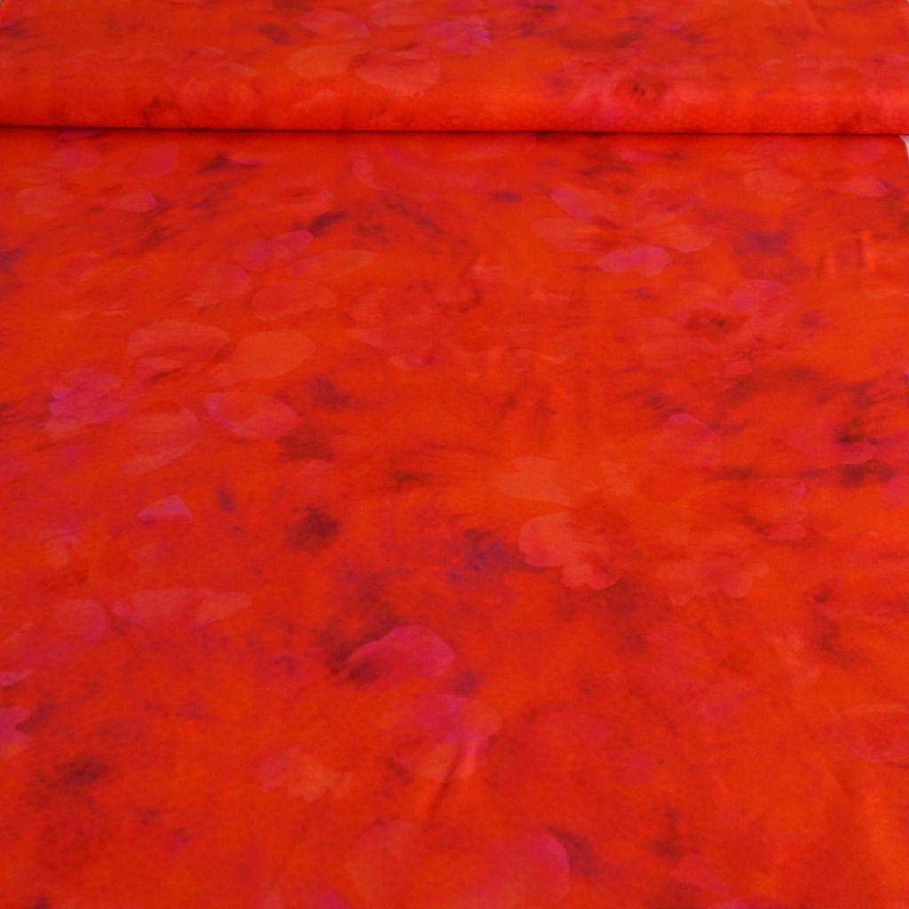 Viskose Druck Blüten Jacquard leuchten orange pink